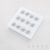 DIMENSIONAL FLORAL MULTI CZ CLUSTER POLISH 316L SURGICAL STEEL L-SHAPE NOSE BOX